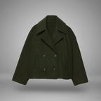 Women's Cropped Double-Breasted Blazer with Broad Lapels