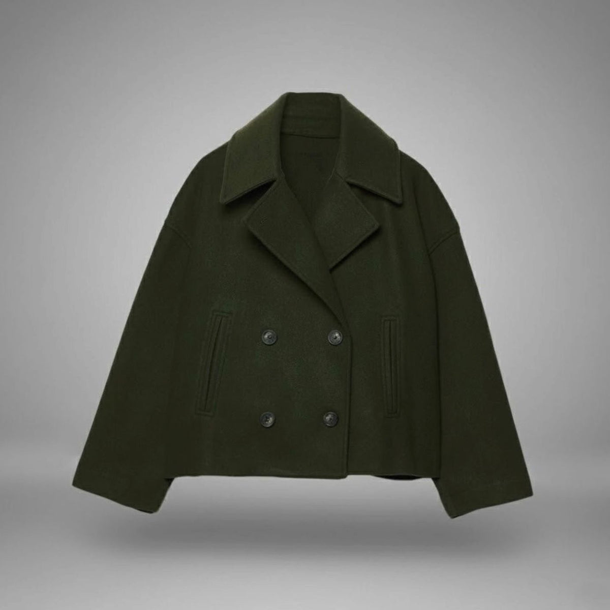 Women's Cropped Double-Breasted Blazer with Broad Lapels