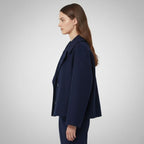 Women's Cropped Double-Breasted Blazer with Broad Lapels
