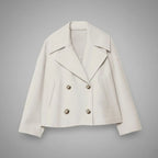Women's Cropped Double-Breasted Blazer with Broad Lapels