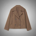 Women's Cropped Double-Breasted Blazer with Broad Lapels