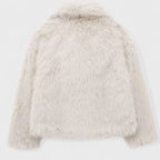 Women's Voluminous-Collar Faux Fur Jacket in a Cropped Cut