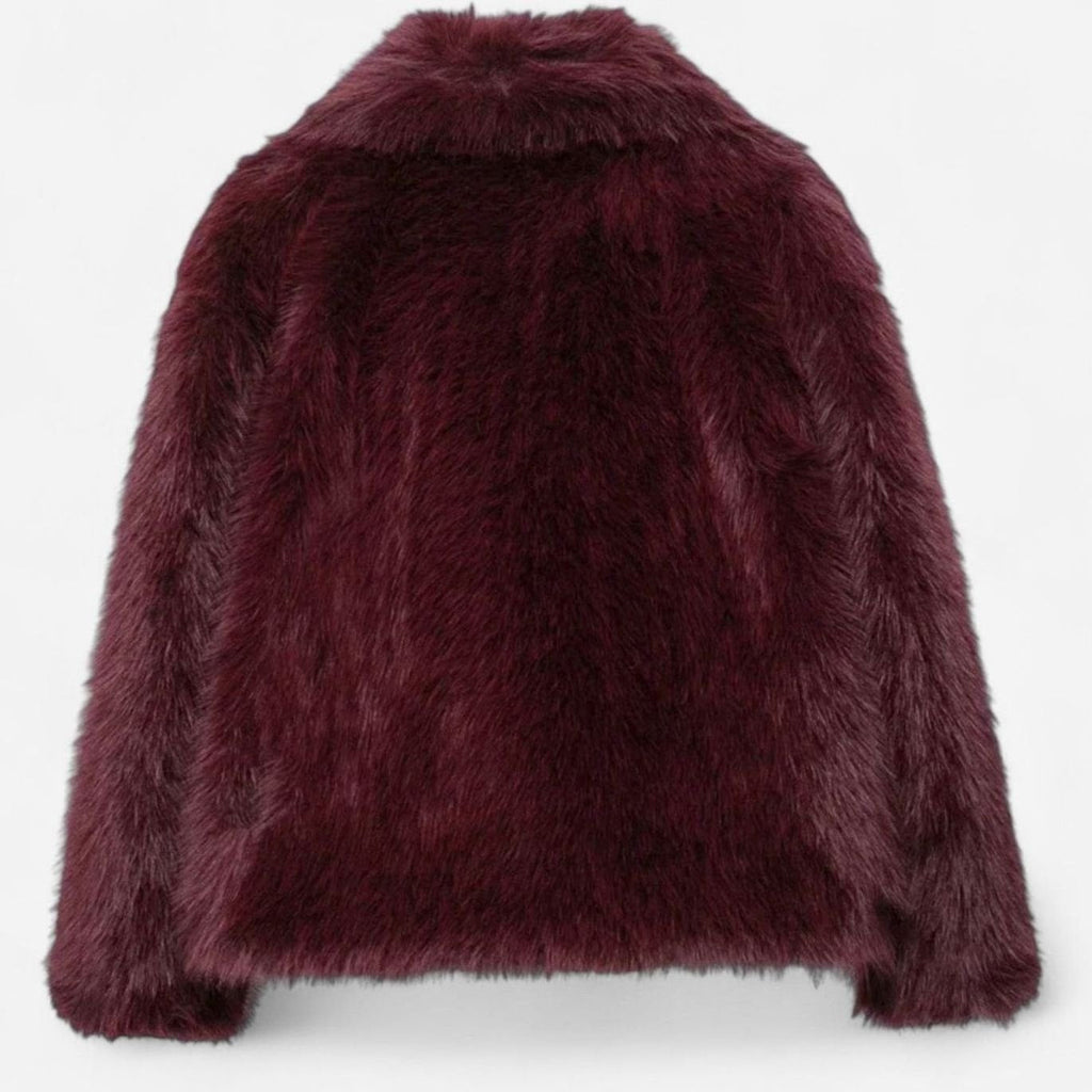 Women's Voluminous-Collar Faux Fur Jacket in a Cropped Cut