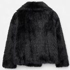 Women's Voluminous-Collar Faux Fur Jacket in a Cropped Cut