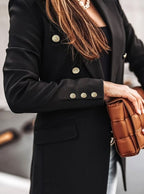 Women's Embossed-Button Slim Blazer with Flap Pockets