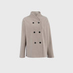 Women's Hip-Length V-Neck Smart Coat with Twin Button Rows