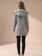 Women's Hip-Length Wool-Blend Coat with Statement Buttons
