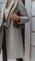 Women's Neat Tailored Knee-Length Coat for Office and Weekends