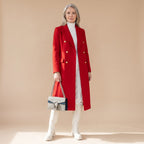 Women's Nipped-Waist Wool-Blend Coat with Double-Breasted Front