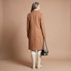 Women's Nipped-Waist Wool-Blend Coat with Double-Breasted Front