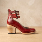 Women's Cushioned Double-Strap Boho Ankle Boots in Distressed Leather