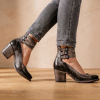 Women's Cushioned Double-Strap Boho Ankle Boots in Distressed Leather