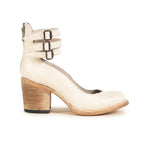Women's Cushioned Double-Strap Boho Ankle Boots in Distressed Leather