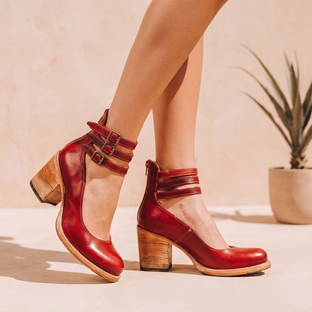 Women's Western Leather-Look Ankle Boots with Padded Footbed