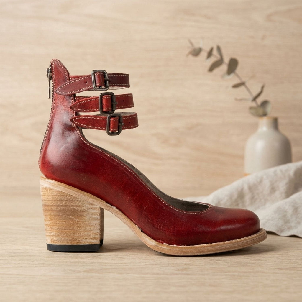 Women's Western Leather-Look Ankle Boots with Padded Footbed