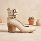 Women's Western Leather-Look Ankle Boots with Padded Footbed