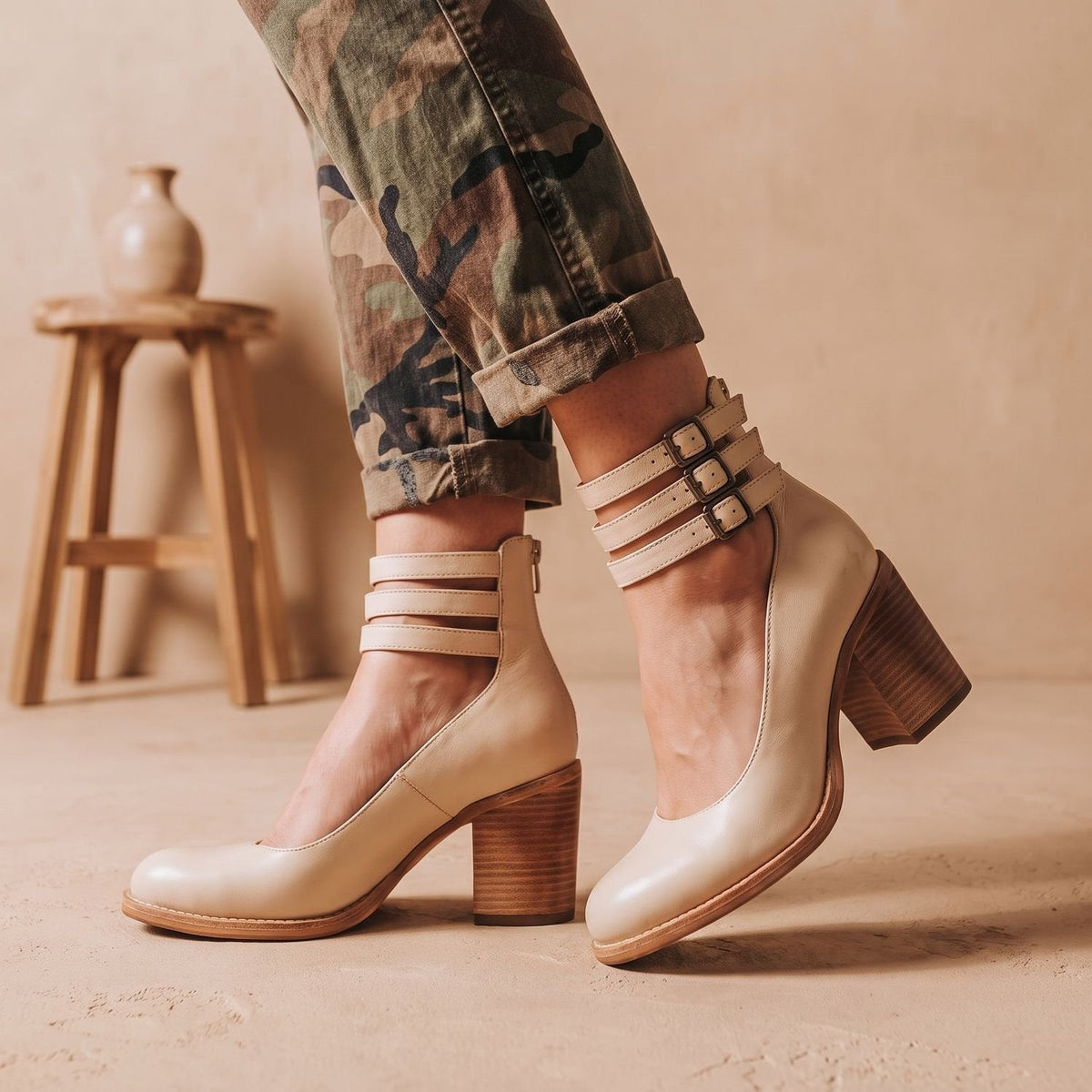 Women's Western Leather-Look Ankle Boots with Padded Footbed