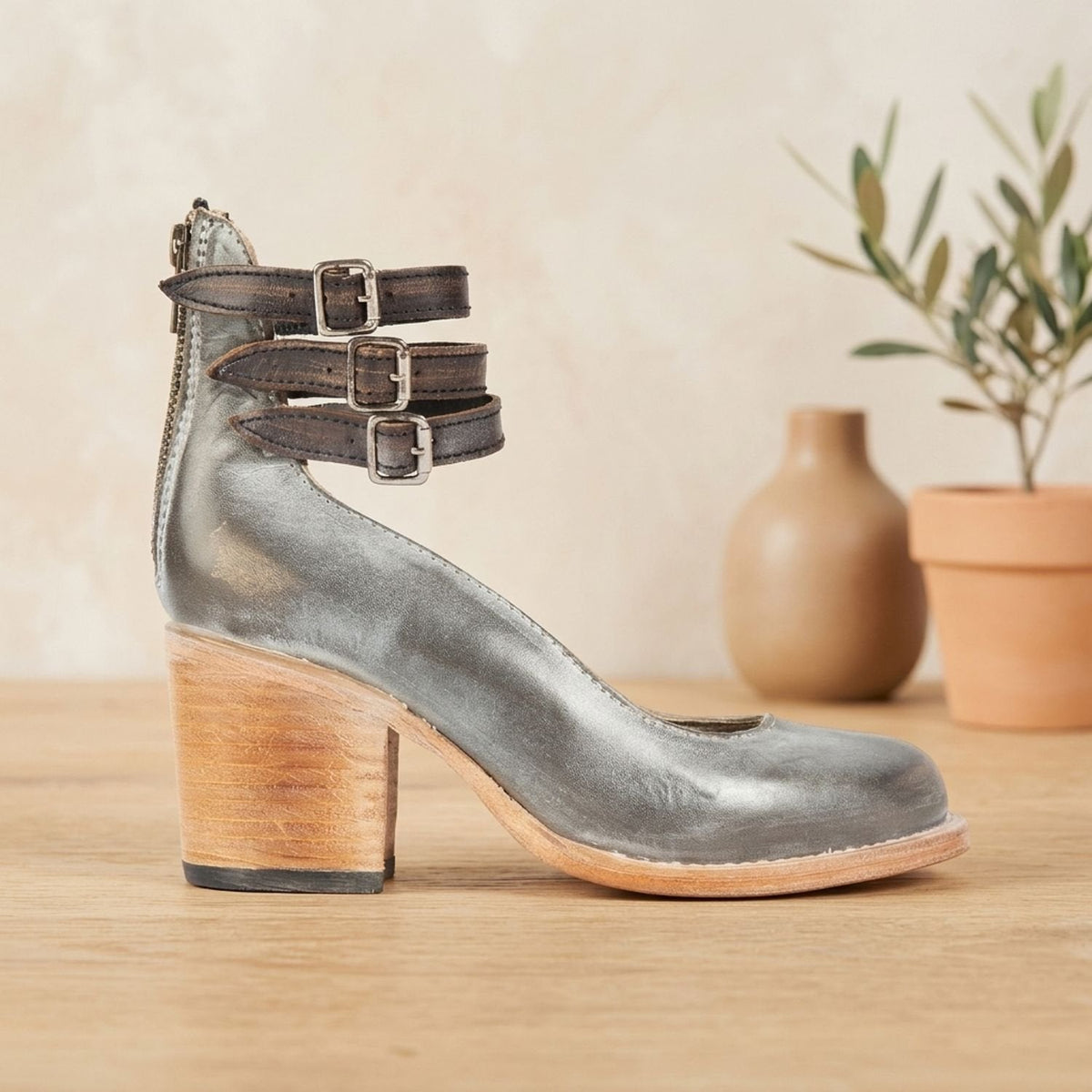 Women's Western Leather-Look Ankle Boots with Padded Footbed