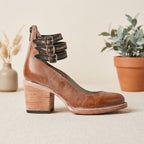 Women's Western Leather-Look Ankle Boots with Padded Footbed