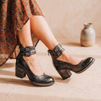 Women's Western Leather-Look Ankle Boots with Padded Footbed