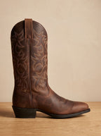 Women's Mid-Calf Western Boots with Tonal Embroidery and Block Heel