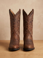 Women's Mid-Calf Western Boots with Tonal Embroidery and Block Heel