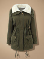 Women's Machine-Washable Insulated Coat with Drawstring Waist