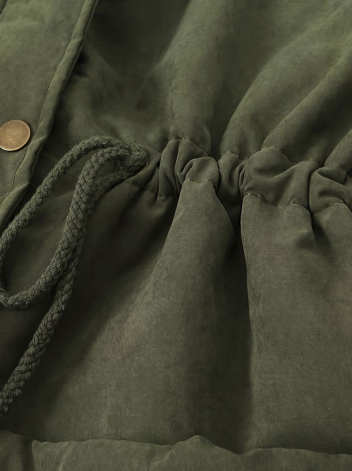 Women's Machine-Washable Insulated Coat with Drawstring Waist
