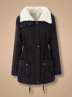 Women's Machine-Washable Insulated Coat with Drawstring Waist
