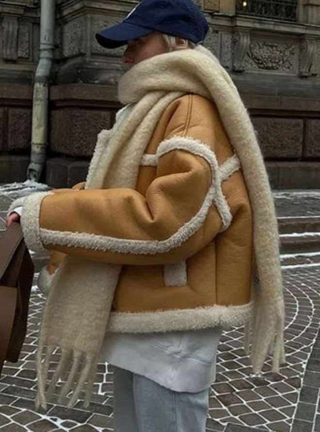 Women's Wide-Lapel Sherpa-Lined Cropped Faux Leather Jacket
