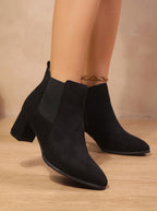 Women's Minimal Side-Zip Ankle Boots with Wide Block Heel