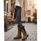 Women's Faux Fur-Trimmed Suede-Look Snow Boots with Laced Top