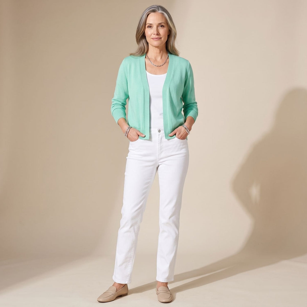 Women's Relaxed Hooded Cardigan for Chilly Mornings at Home - Green
