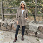 Women's Two-Texture Tailored Jacket with Cable-Knit Sleeves