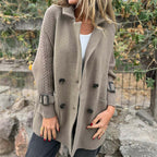 Women's Two-Texture Tailored Jacket with Cable-Knit Sleeves