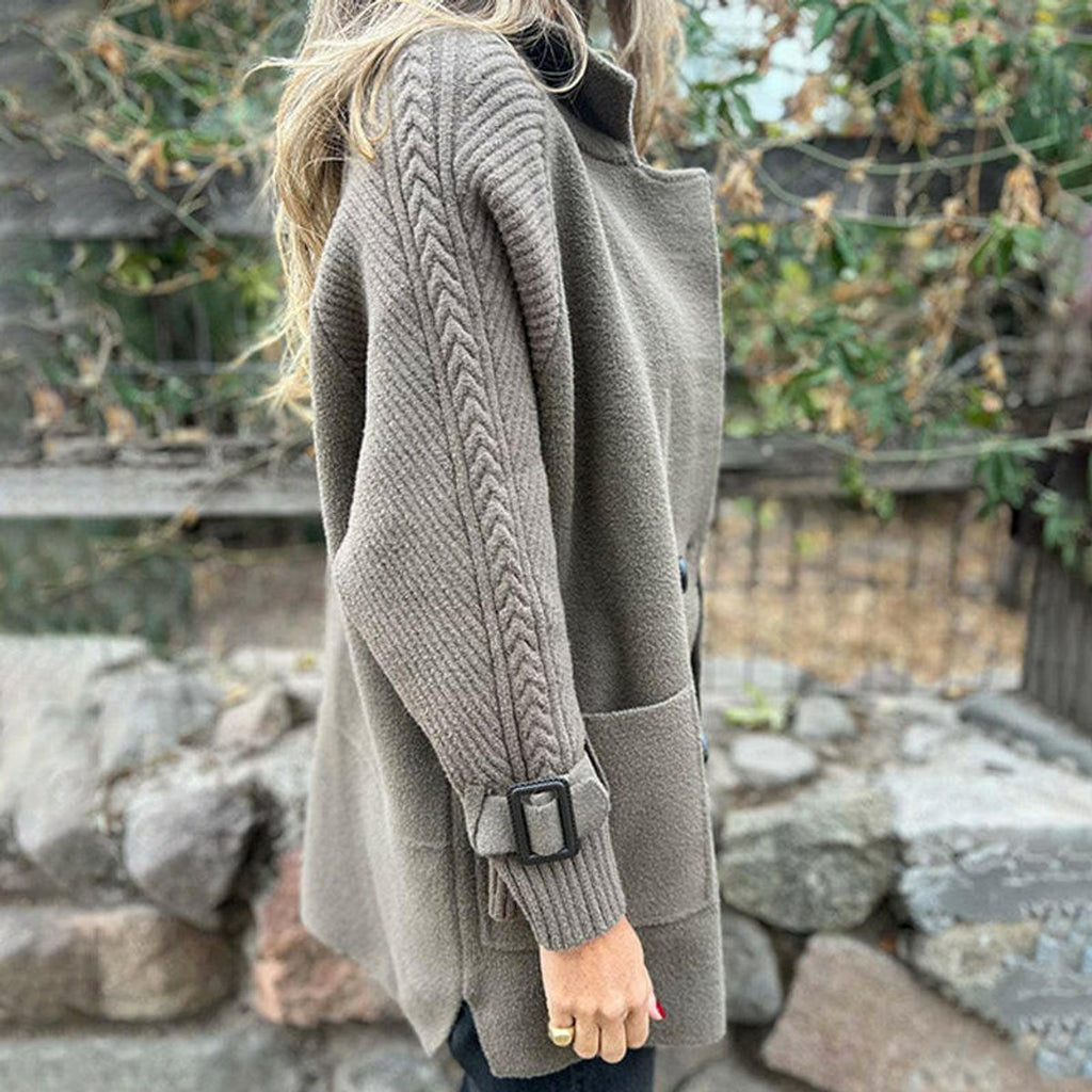 Women's Two-Texture Tailored Jacket with Cable-Knit Sleeves