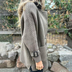 Women's Two-Texture Tailored Jacket with Cable-Knit Sleeves