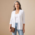 Women's Waterfall-Front Light Cardigan for Cool Summer Evenings - White