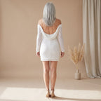 Women's Sparkling One-Shoulder Mini Dress with Ribbon Cuff
