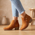 Women's Orthopedic Zip-Up Ankle Boots in Soft Suede-Look Finish - Khaki