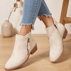 Women's Orthopedic Zip-Up Ankle Boots in Soft Suede-Look Finish