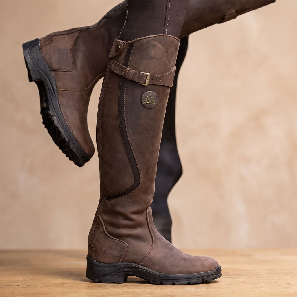 Women's Orthopedic Non-Slip Knee-High Boots with Adjustable Calf Strap - Dark Brown