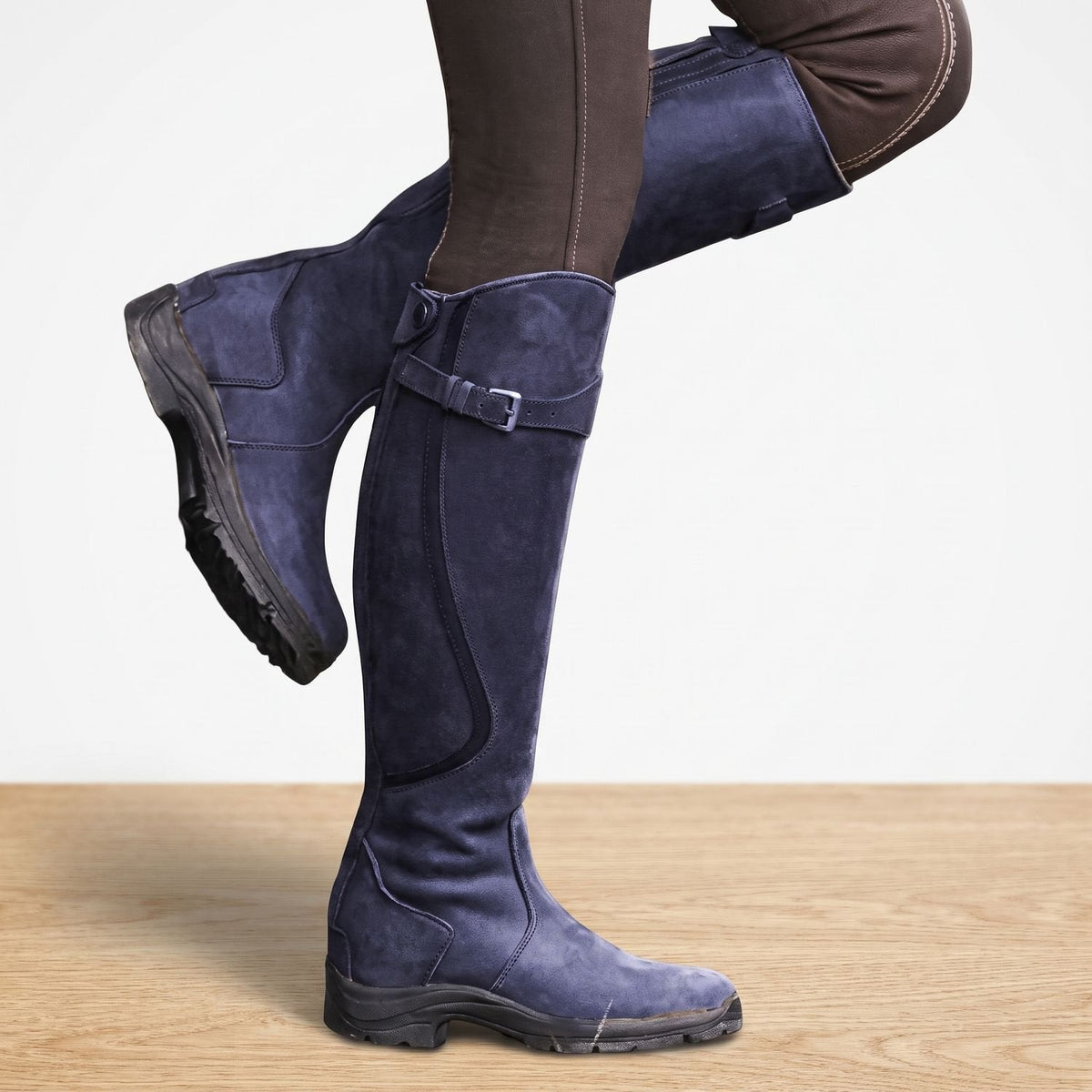 Women's Orthopedic Non-Slip Knee-High Boots with Adjustable Calf Strap - Blue