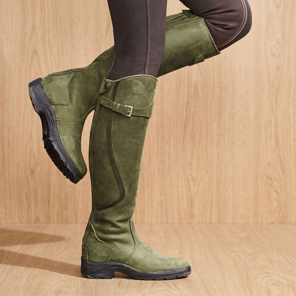 Women's Orthopedic Non-Slip Knee-High Boots with Adjustable Calf Strap - Green