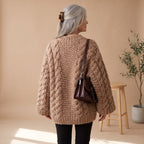Women's Chunky Cable-Knit Jumper with Generous Sleeves