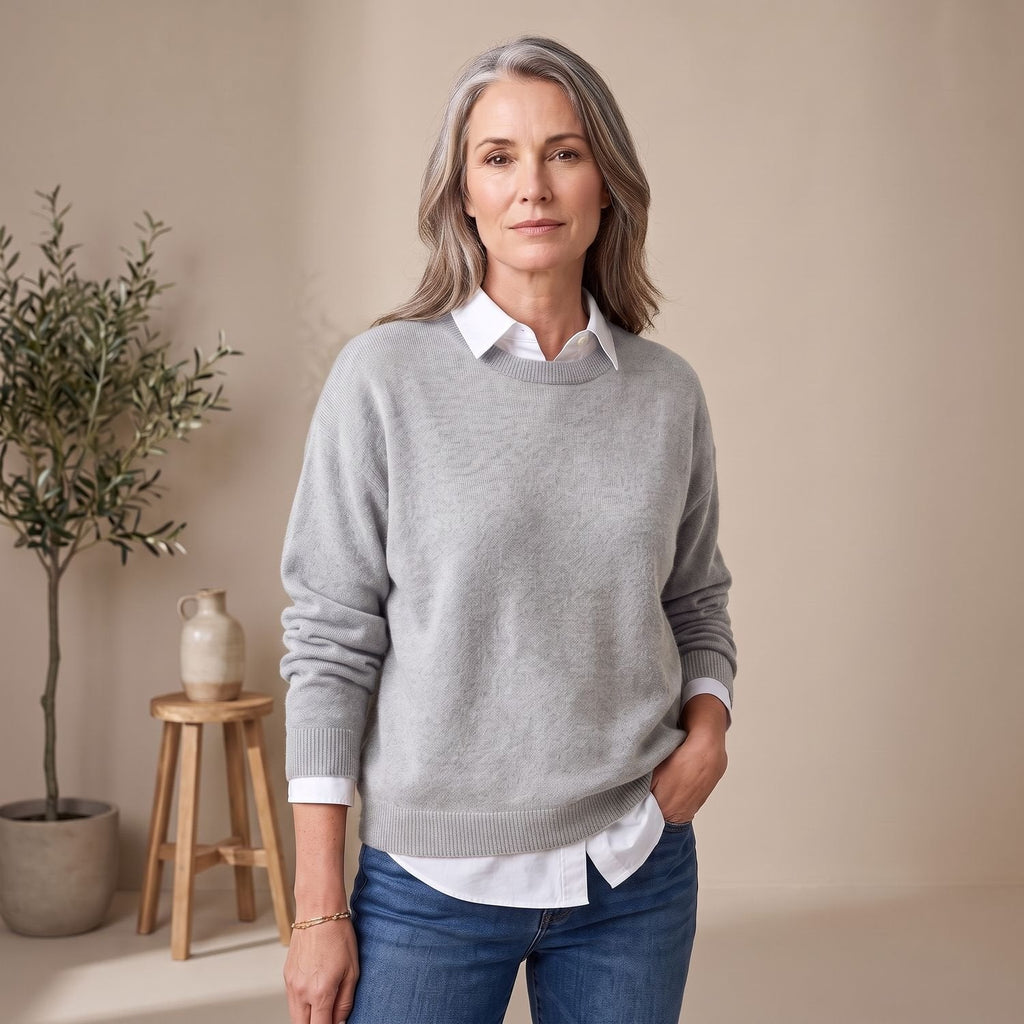Women's Roomy Crew Neck Jumper for Smart-Casual Layering