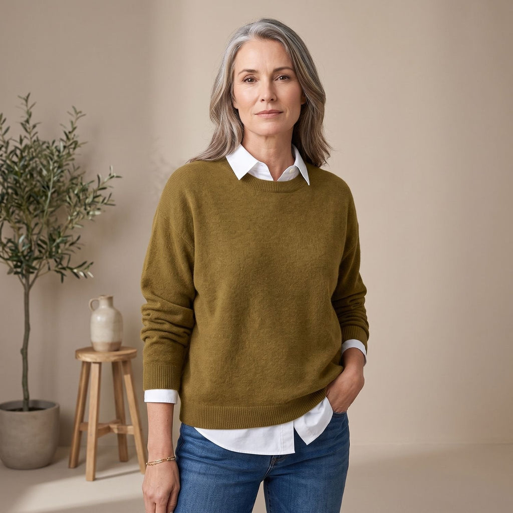 Women's Roomy Crew Neck Jumper for Smart-Casual Layering