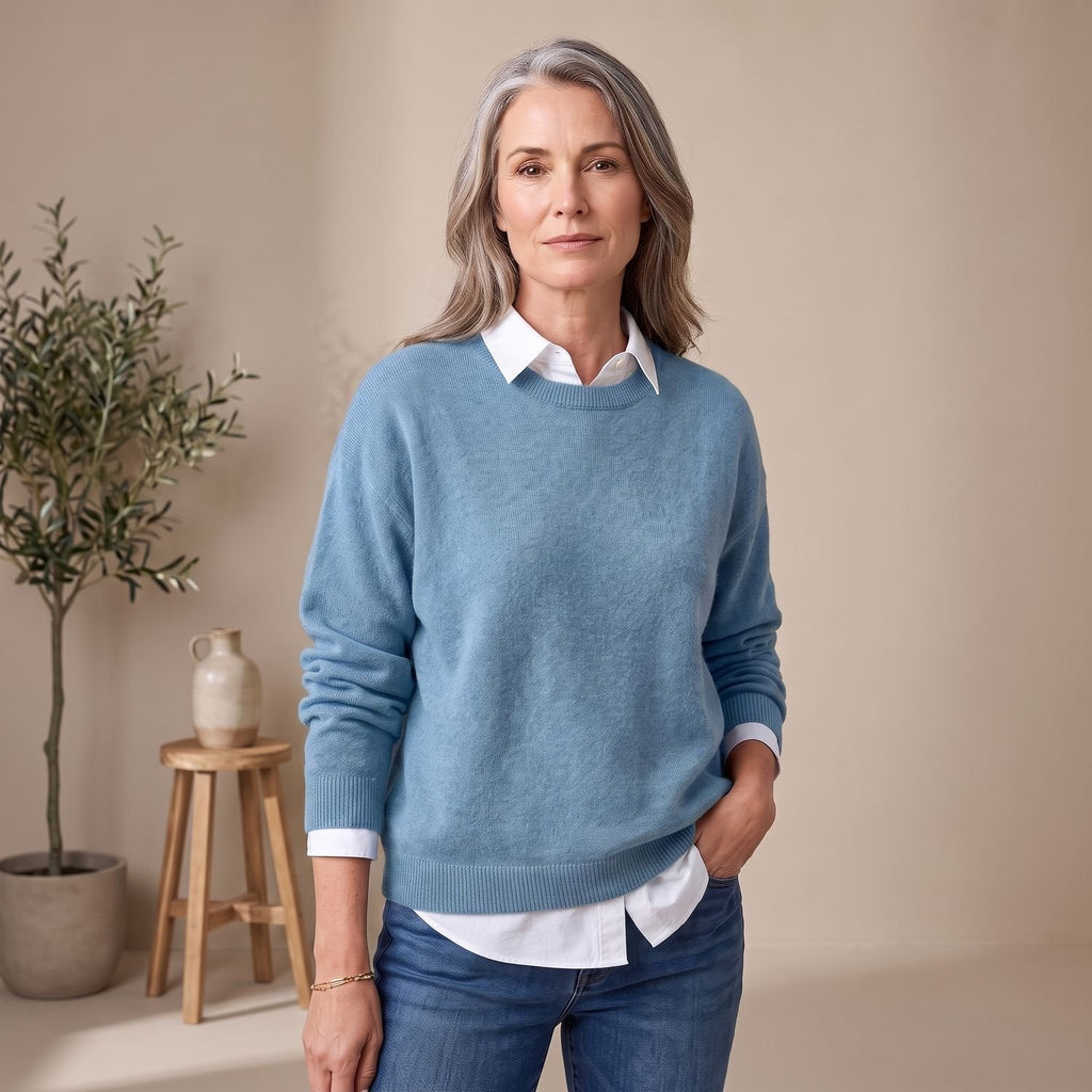 Women's Roomy Crew Neck Jumper for Smart-Casual Layering
