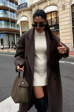 Women's Roomy Near-Ankle Double-Breasted Coat