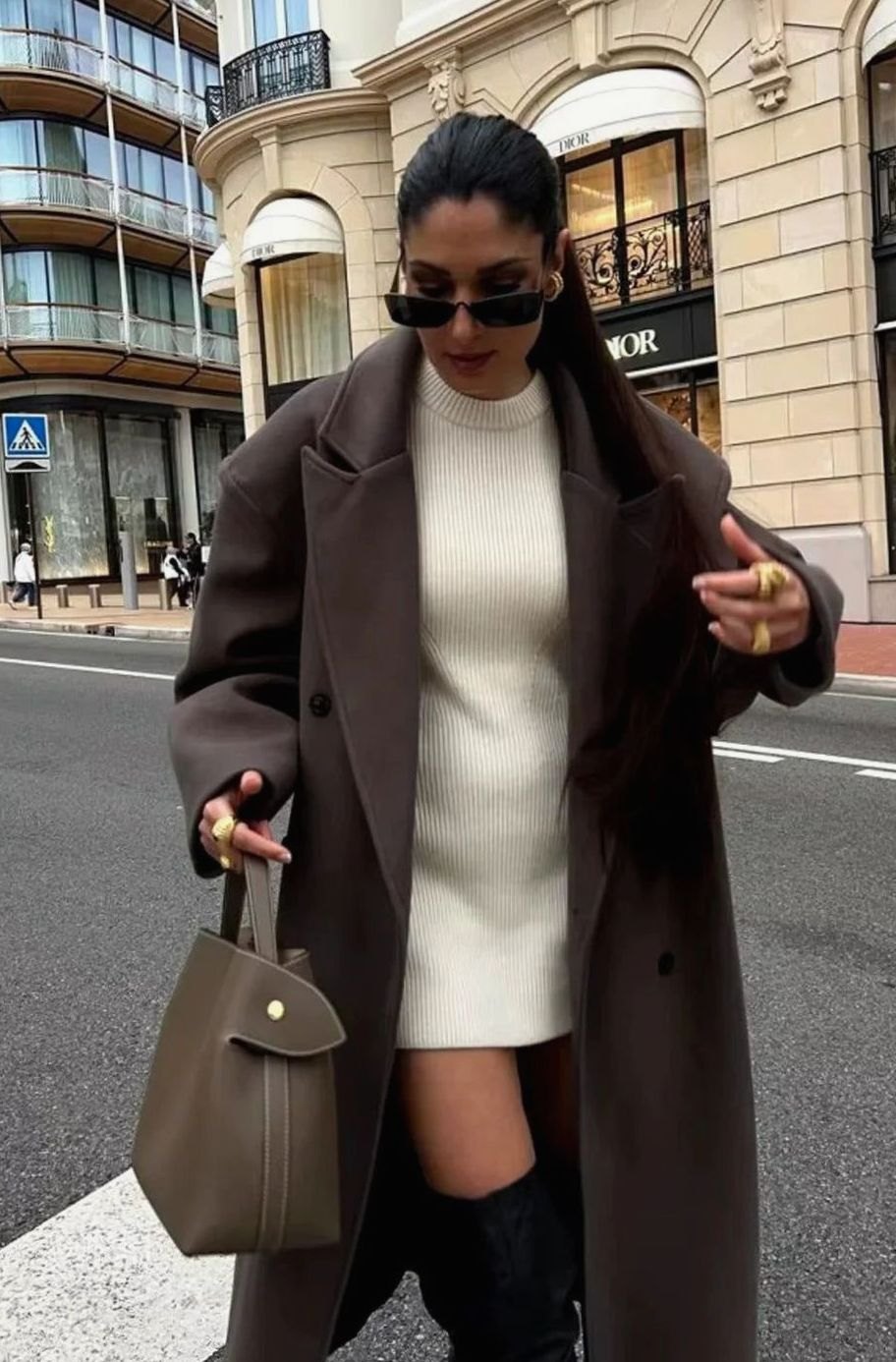 Women's Roomy Near-Ankle Double-Breasted Coat